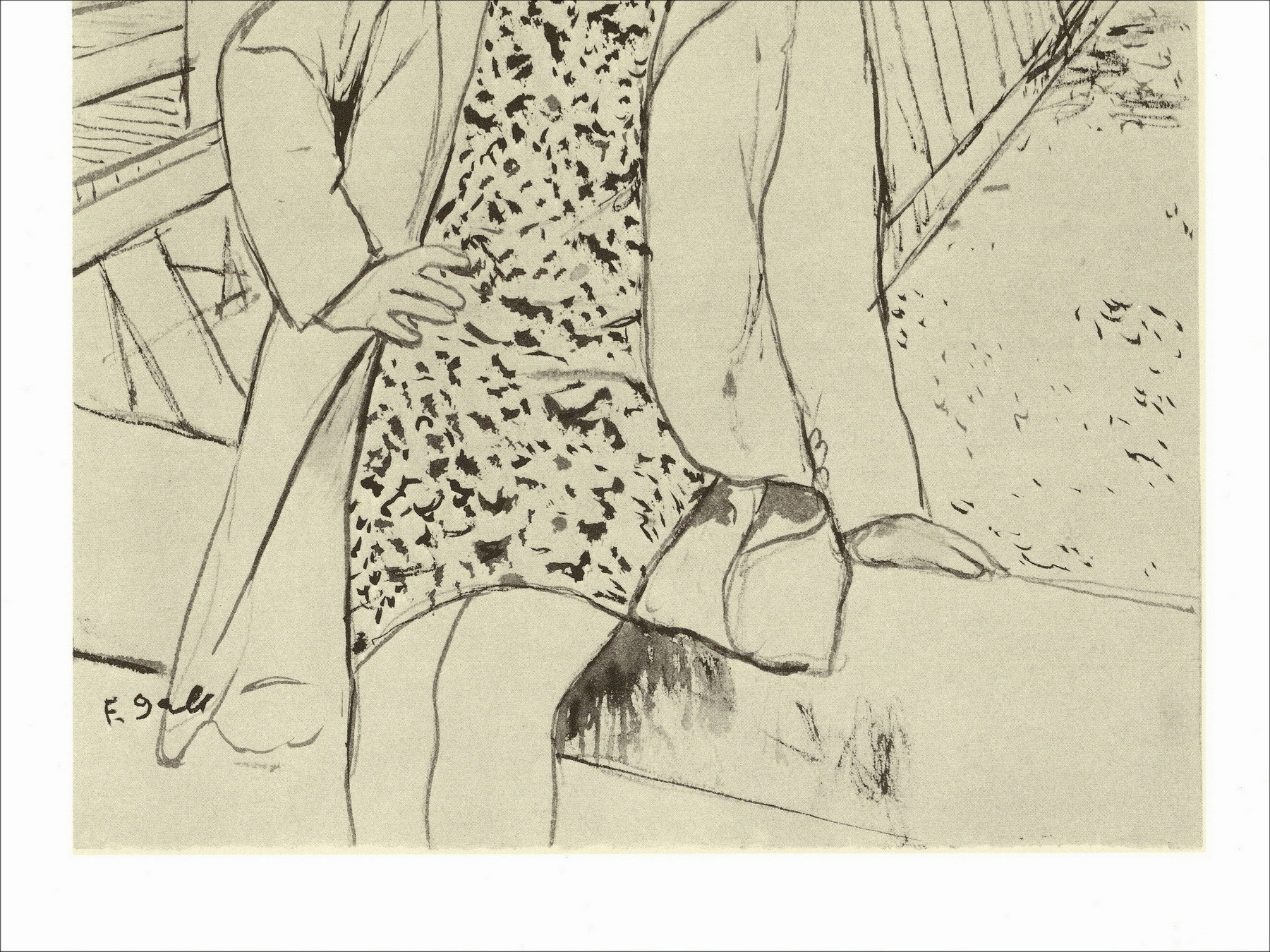 François Gall, Mujer en el muelle 1971, litografía original