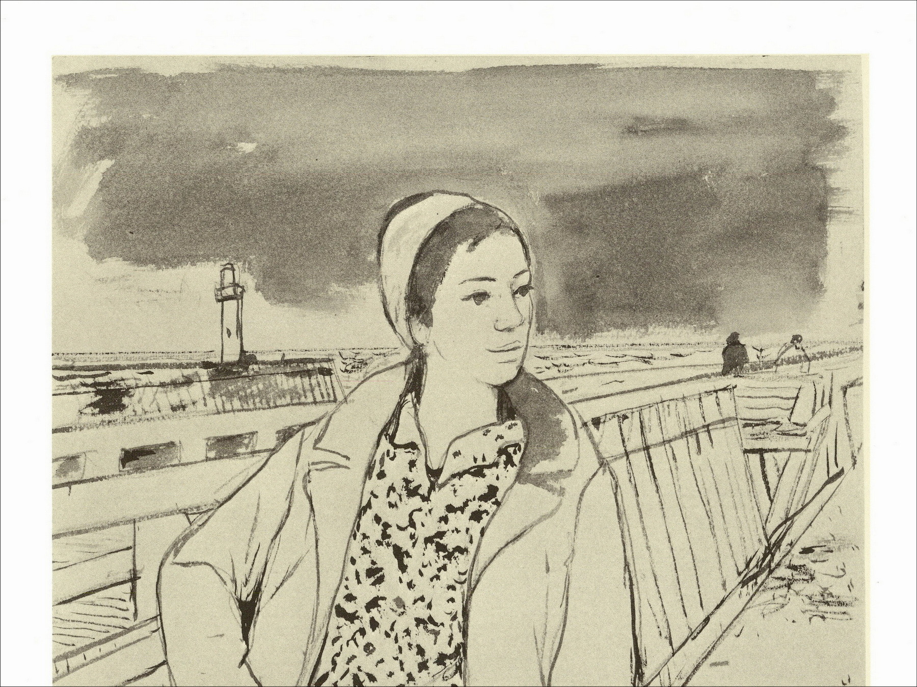 François Gall, Woman on the Pier 1971, original lithograph