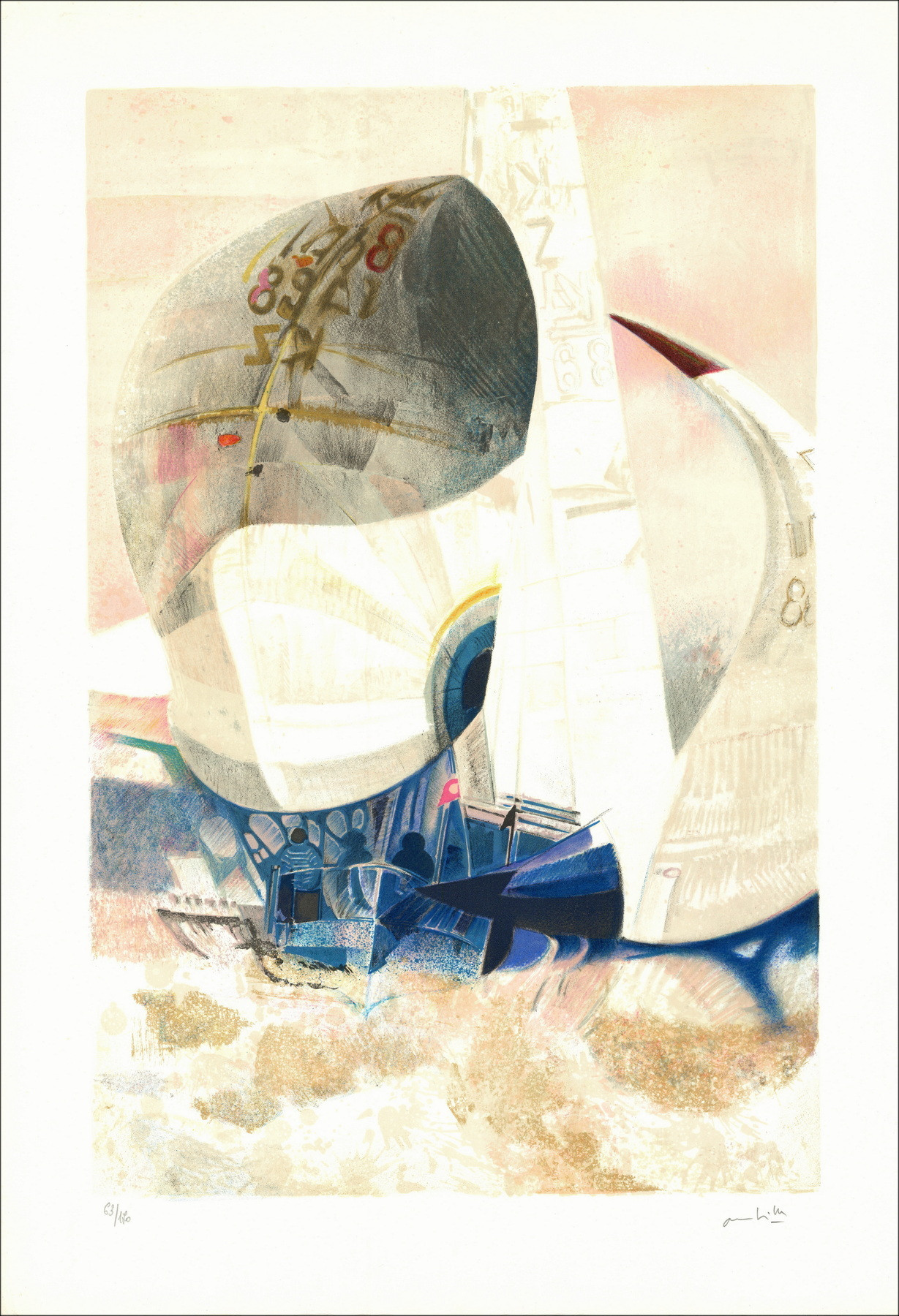 Paul Ambille, Équipage, lithographie originale signée