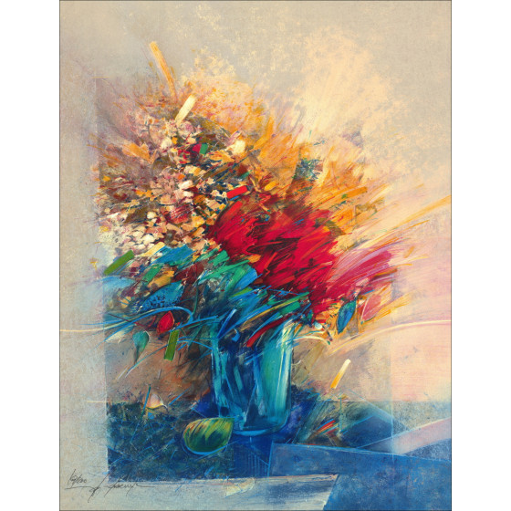 Kauf des Blumenstraußs der Blumen Raymond Huhn-Lithographien Original