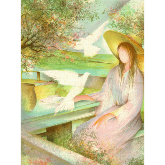 Raymond Huhn - Original-Lithographie "Die Frau in Kolumbes"