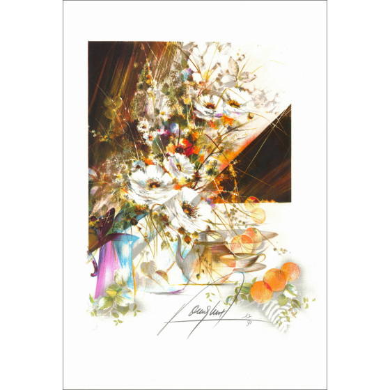 Raymond Poulet, Boeket met sinaasappels, originele lithografie