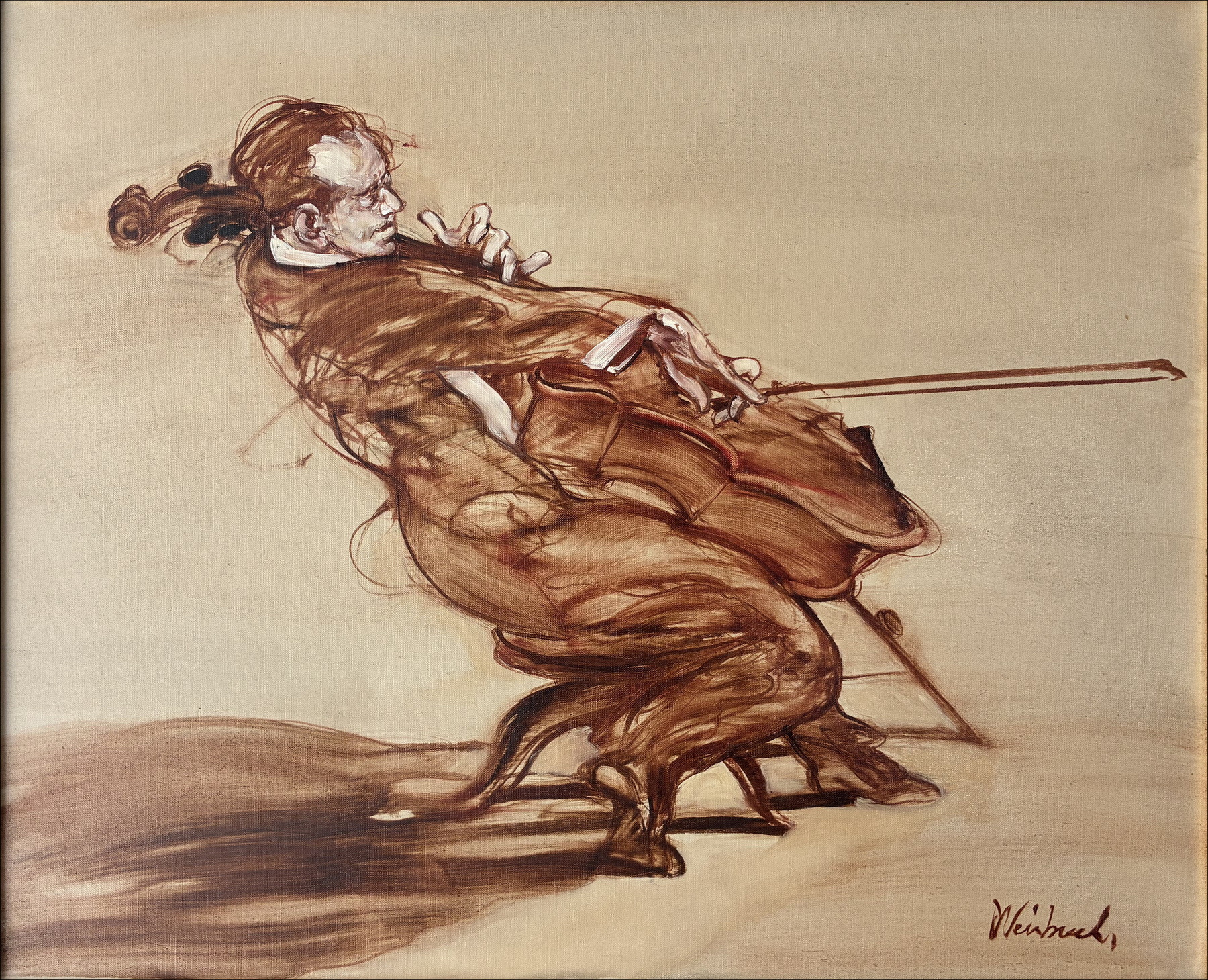 Claude Weisbuch, Der Geiger, Original-Ölgemälde