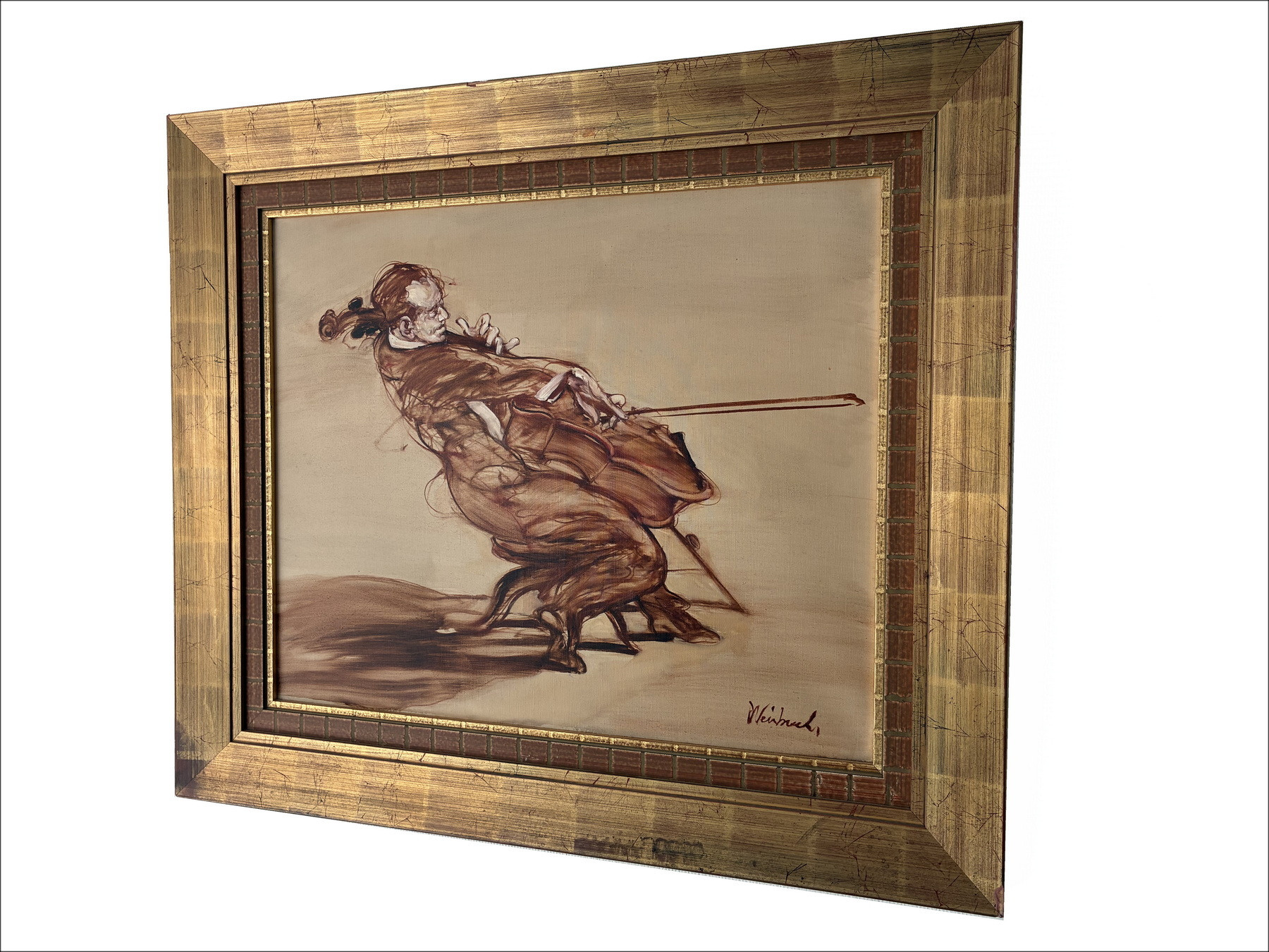 Claude Weisbuch, The Violinist, original oil painting