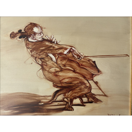 Claude Weisbuch, The Violinist, original oil painting