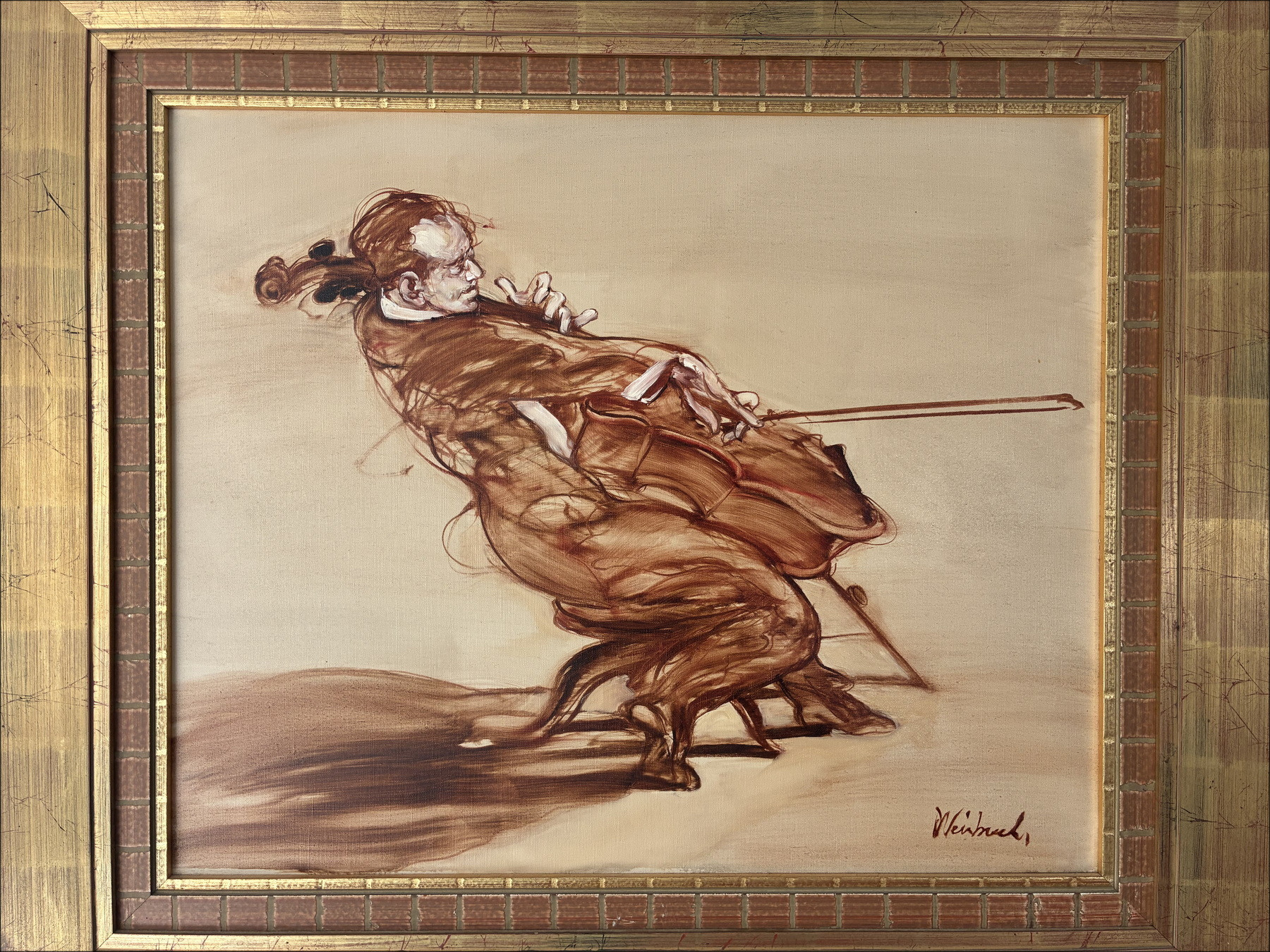 Claude Weisbuch, The Violinist, original oil painting