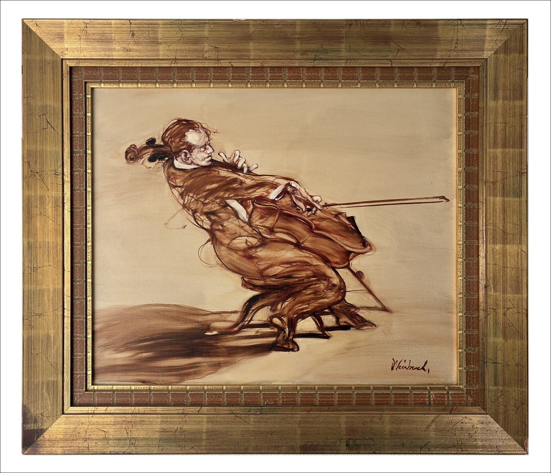 Claude Weisbuch, De Violist, origineel olieverfschilderij