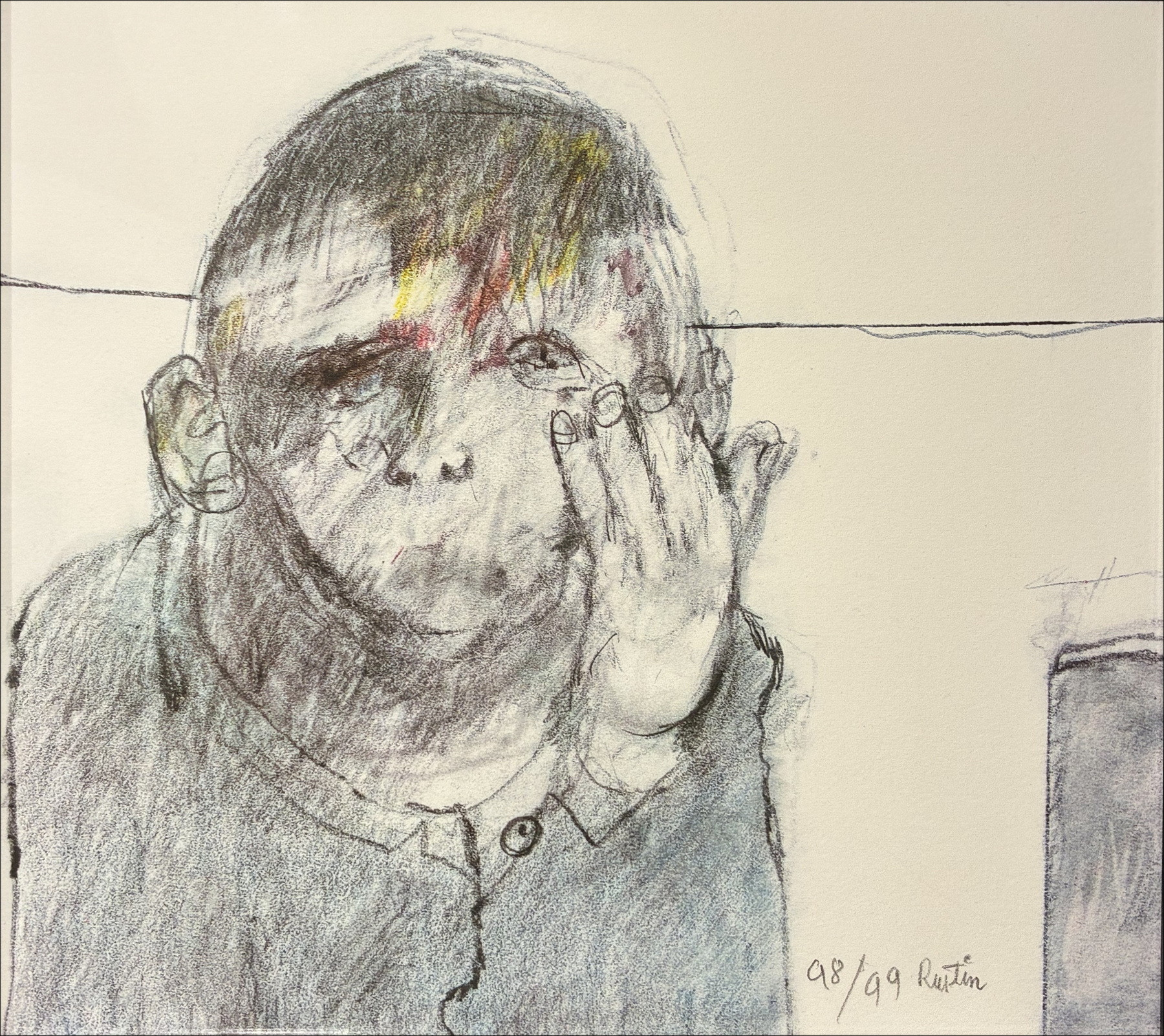 Jean Rustin, Retrato, litografía original firmada