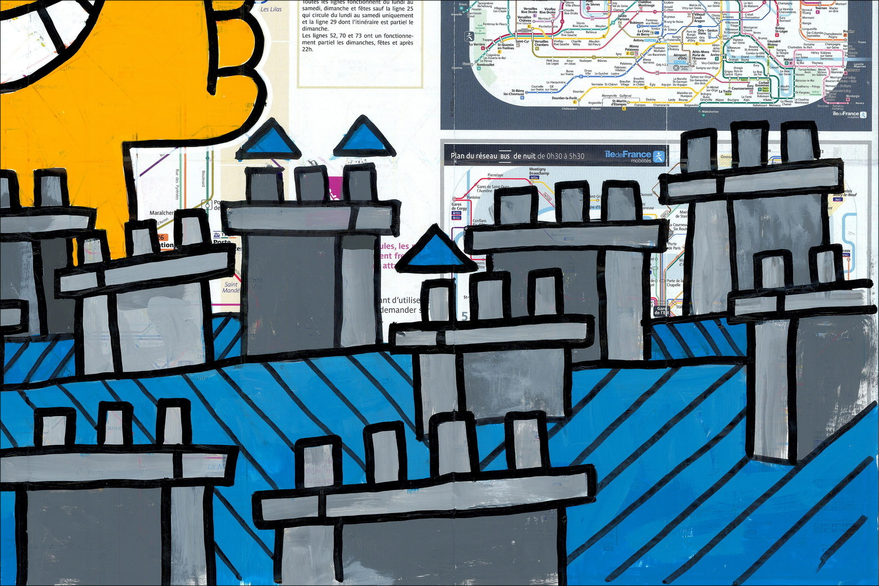 Accolade, Paris 2026 - Original painting on a subway map.