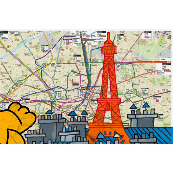 M.Chat Paris pisolino Torre Eiffel 2026 - Pittura originale