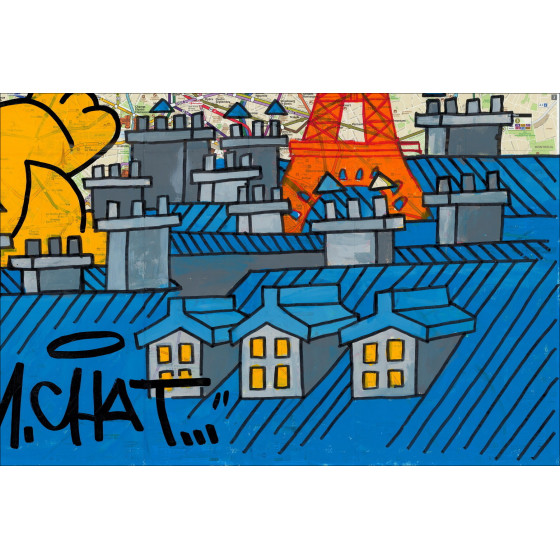 M.Chat Parijs dutje Eiffeltoren 2026 - Origineel schilderij