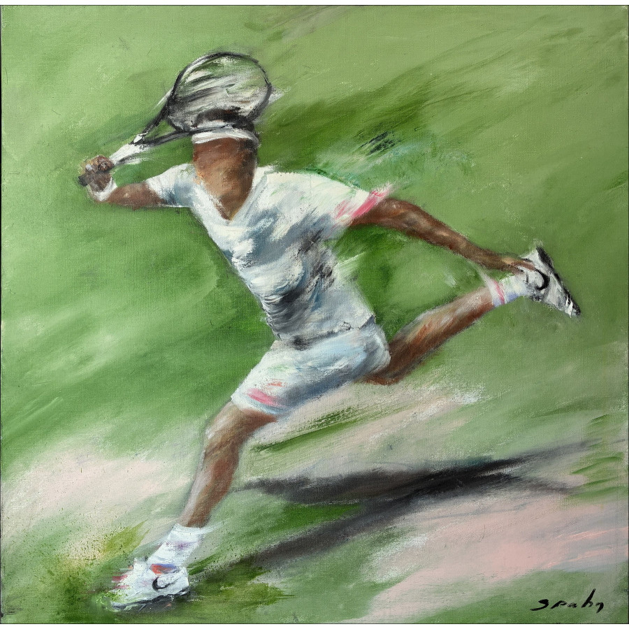 Victor Spahn, Omaggio a Federer, dipinto originale ad olio