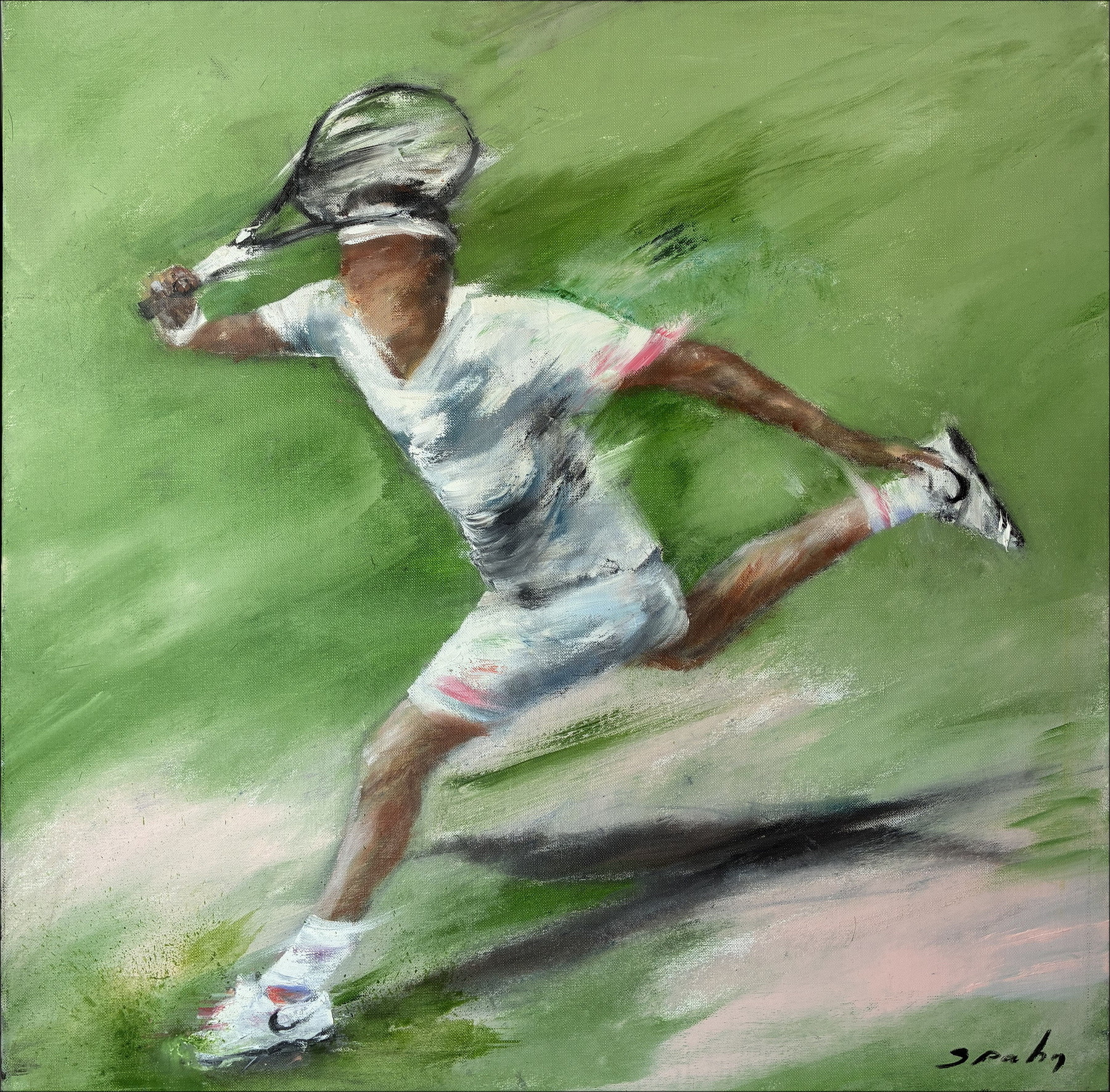 Victor Spahn, Tribute to Federer, original oil painting