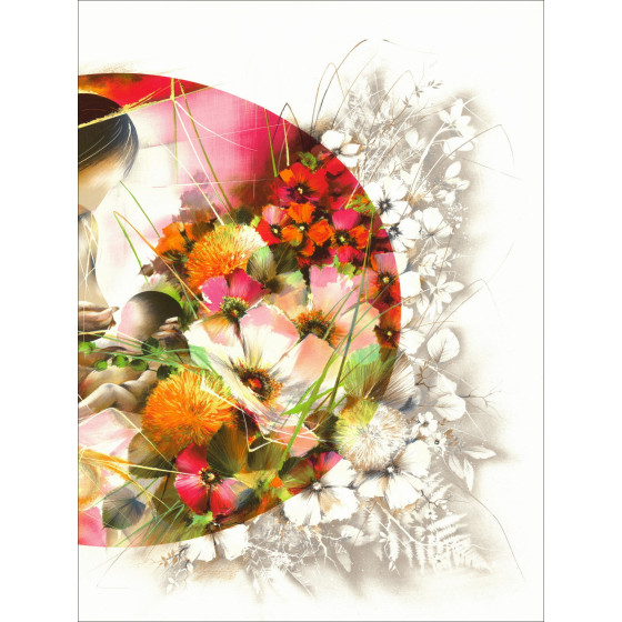POULET Raymond - Litografía original "Maternidad rosa" 56x76cm
