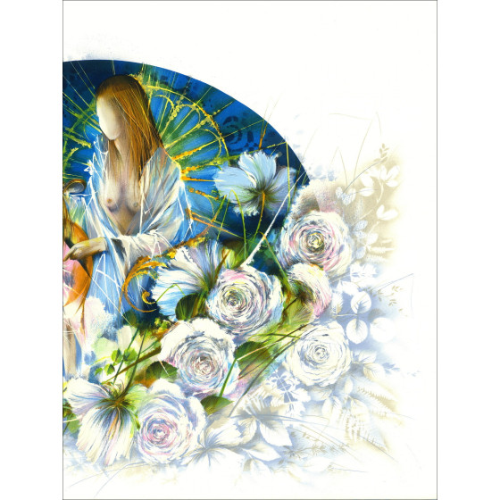 POULET Raymond - Litografía original "La chambre bleue" 56x76cm