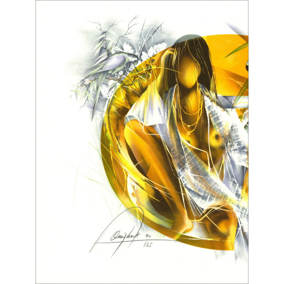 POULET Raymond - Originele lithografie "Les perroquets" 56x76cm