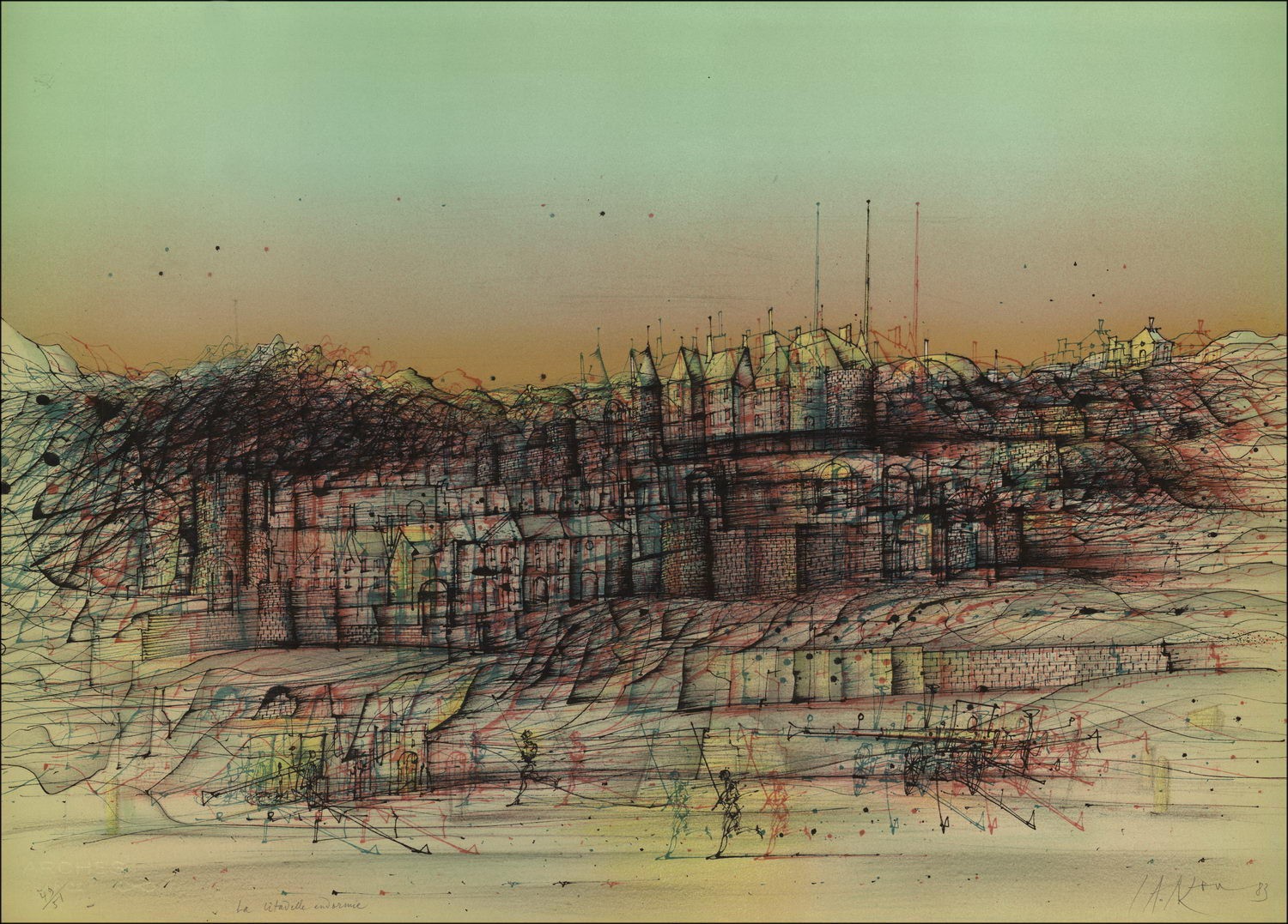 Kaufen Sie die Schlafzitadelle von Jean Carzou Original-Lithographie