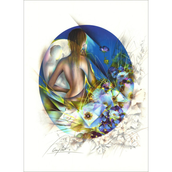 POULET Raymond - Litografia originale "Telefono bianco" 76x56cm