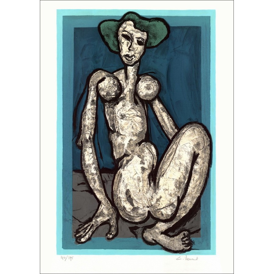 Comprar Claude Venard la litografía original azul desnuda