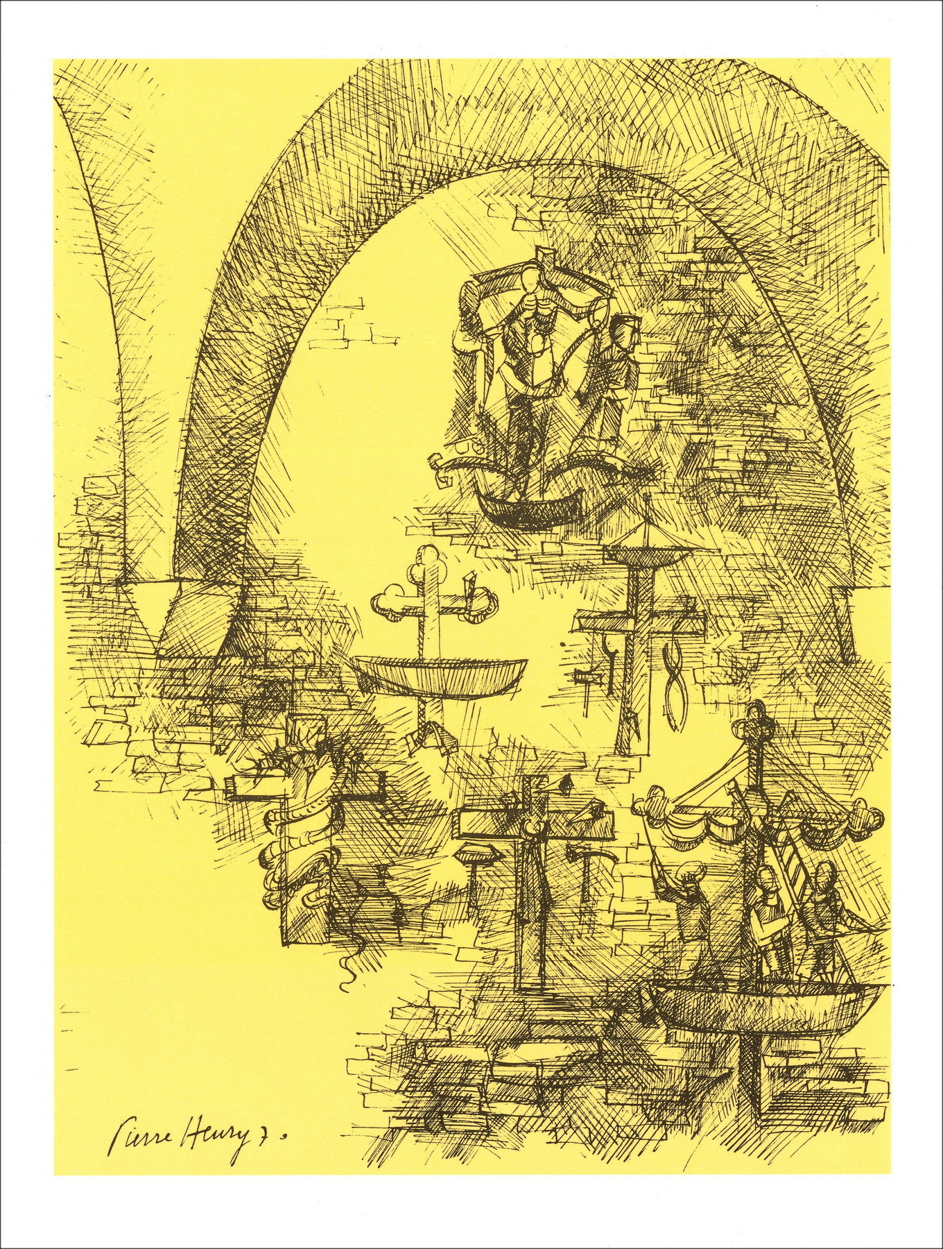 Pierre-Henry, Composition circa 1971, lithographie originale