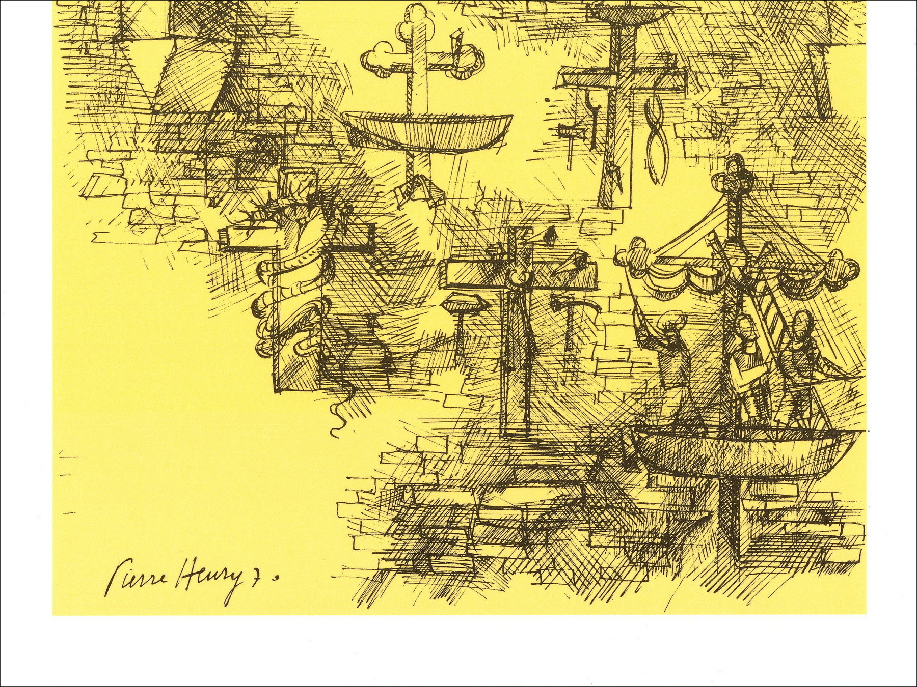 Pierre-Henry, Composition circa 1971, lithographie originale