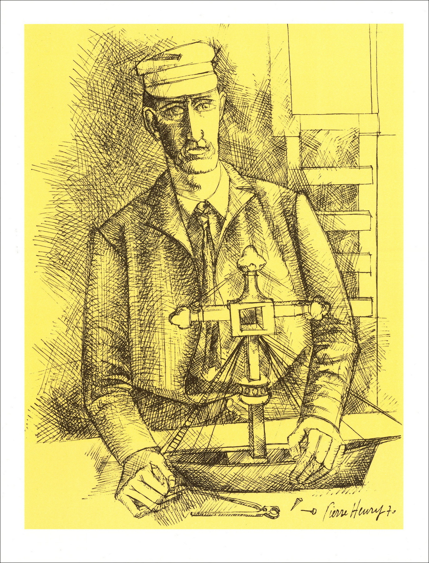 Pierre-Henry, Man en boot circa 1971, lithografie