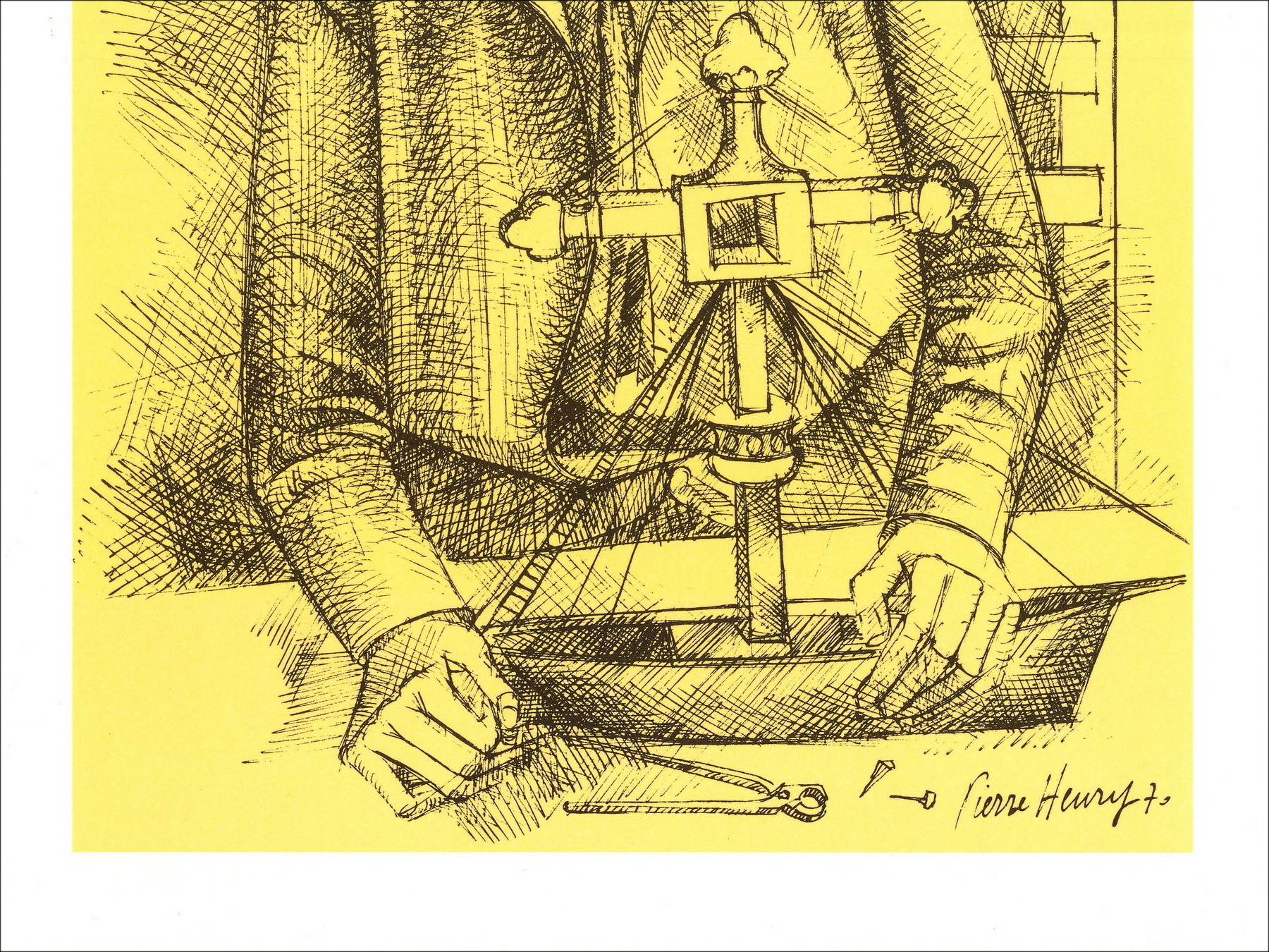 Pierre-Henry, Homme et bateau circa 1971, lithographie