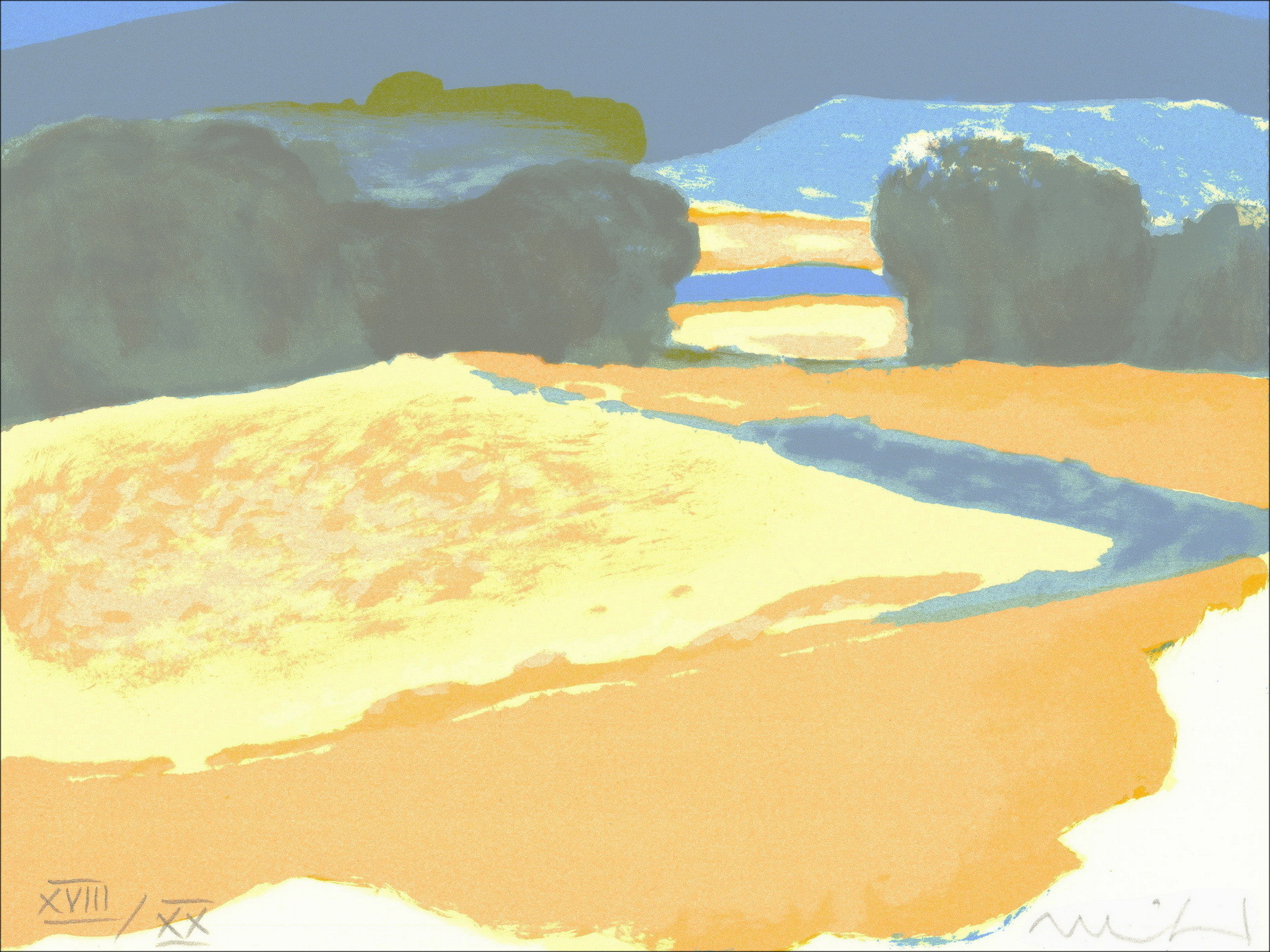 Roger Mühl, Provence gouden stralen rond 1986, lithografie