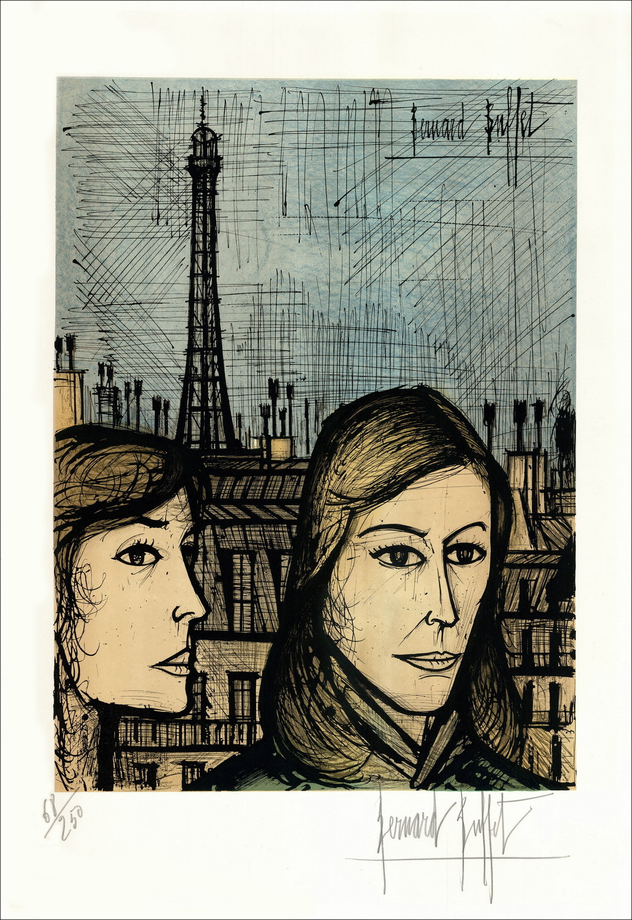 Bernard Buffet Le Parigine 1958 litografia firmata e numerata