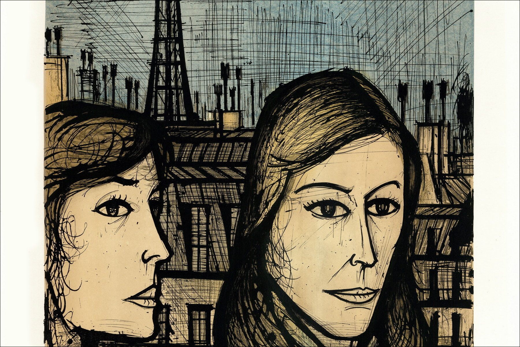 Bernard Buffet Le Parigine 1958 litografia firmata e numerata