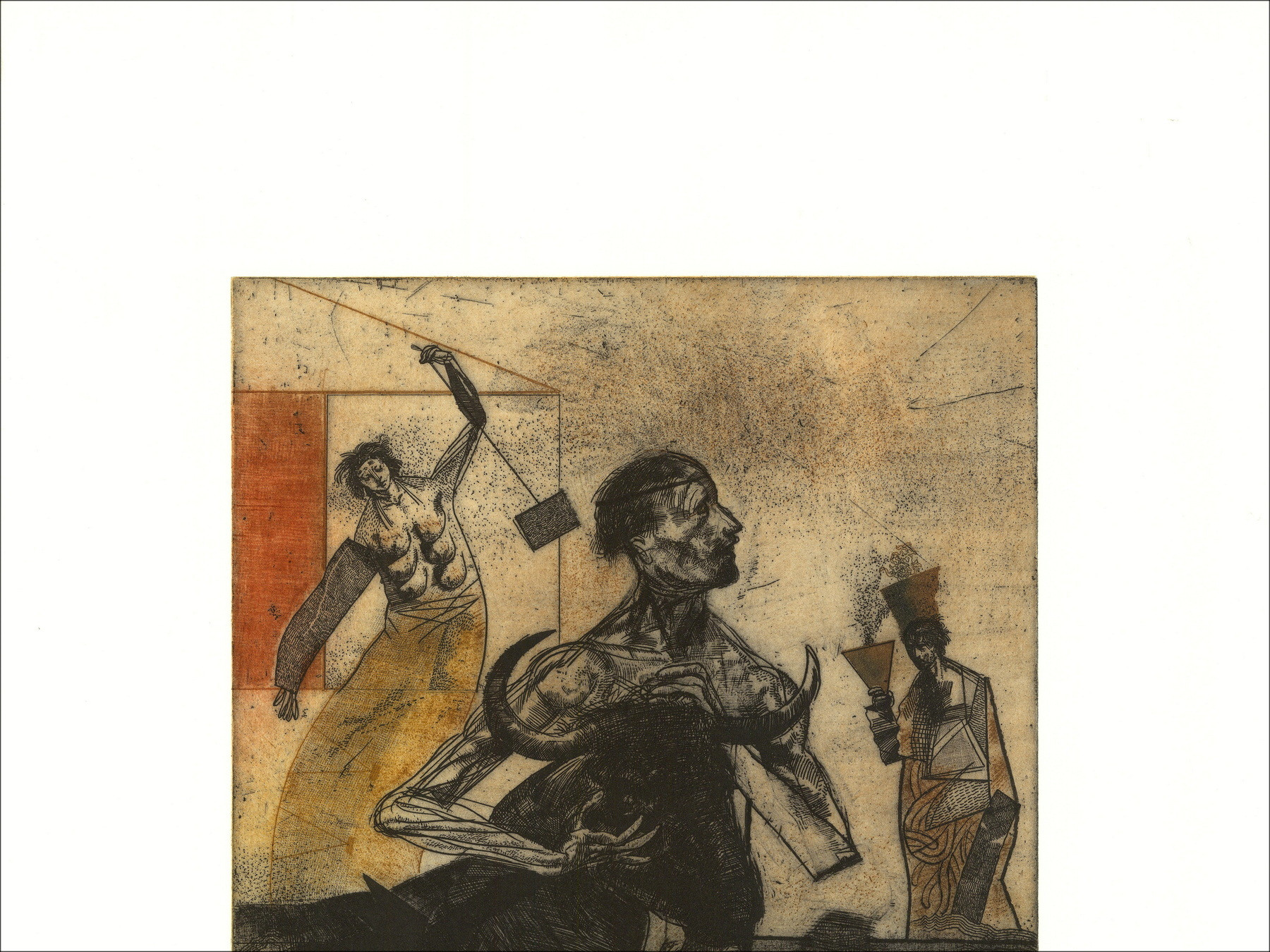 Miguel Condé, De stierengevecht, originele gesigneerde gravure