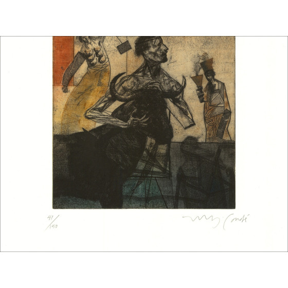 Miguel Condé, La corrida, gravure originale signée