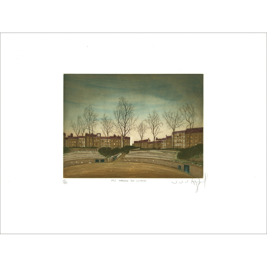 Jacques Rigal, The arenas of Lutèce, original engraving