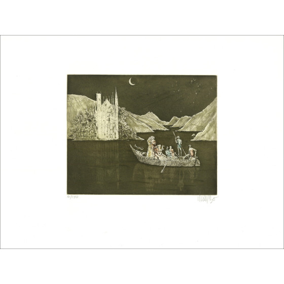 Lars Bo, The Lake, original signed engraving