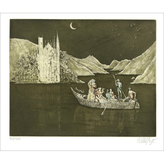 Lars Bo, El lago, grabado original firmado
