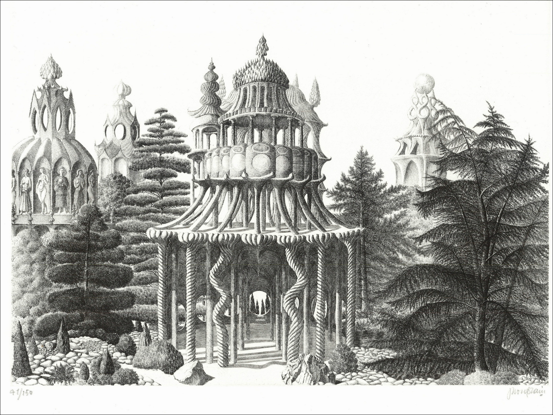 Jacques Houplain, Garten der Illusionen, Originalgravur
