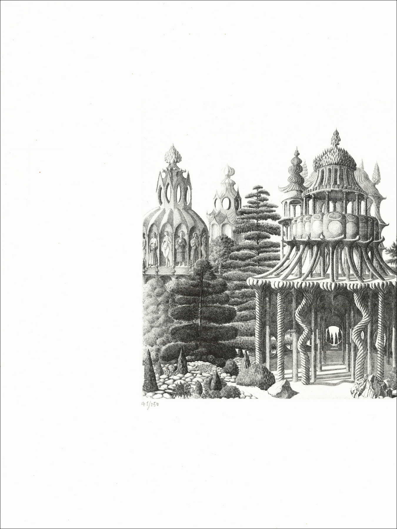 Jacques Houplain, Jardin des illusions, gravure originale