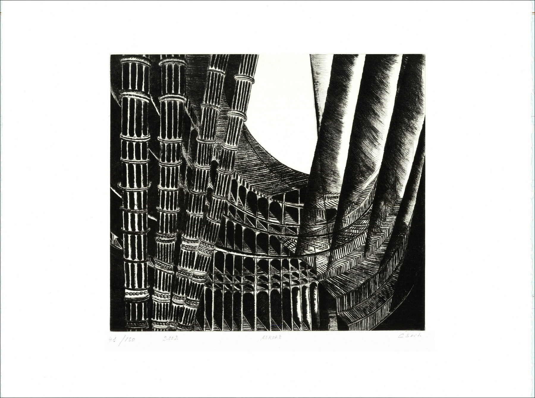 CSECH Hélène - Grabado original "Amanecer" 49x66cm - 2002