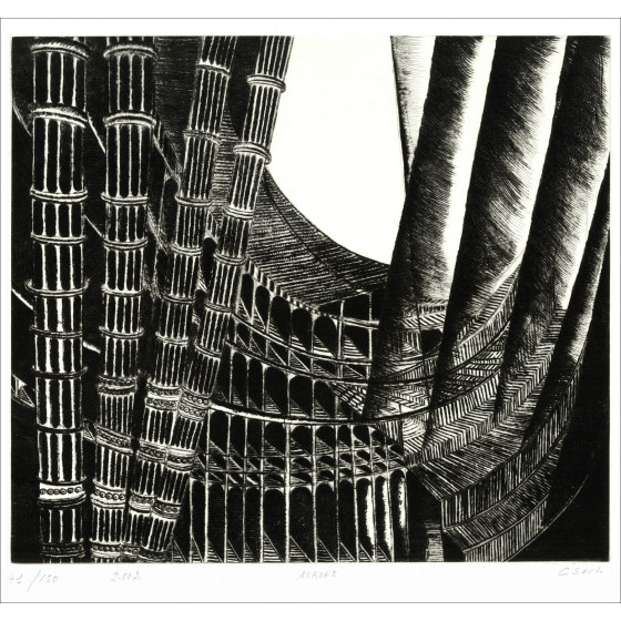 CSECH Hélène - Grabado original "Amanecer" 49x66cm - 2002