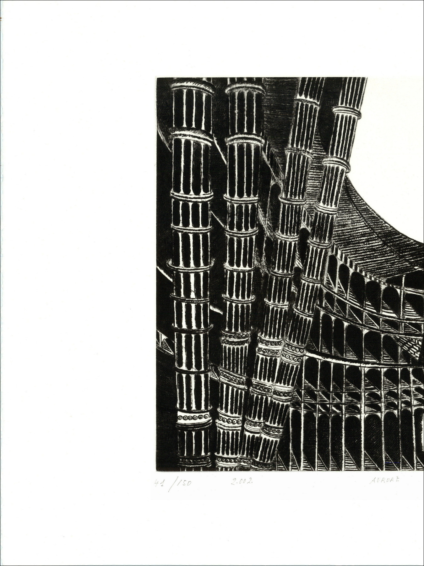 CSECH Hélène - Gravure originale "Aurore" 49x66cm - 2002