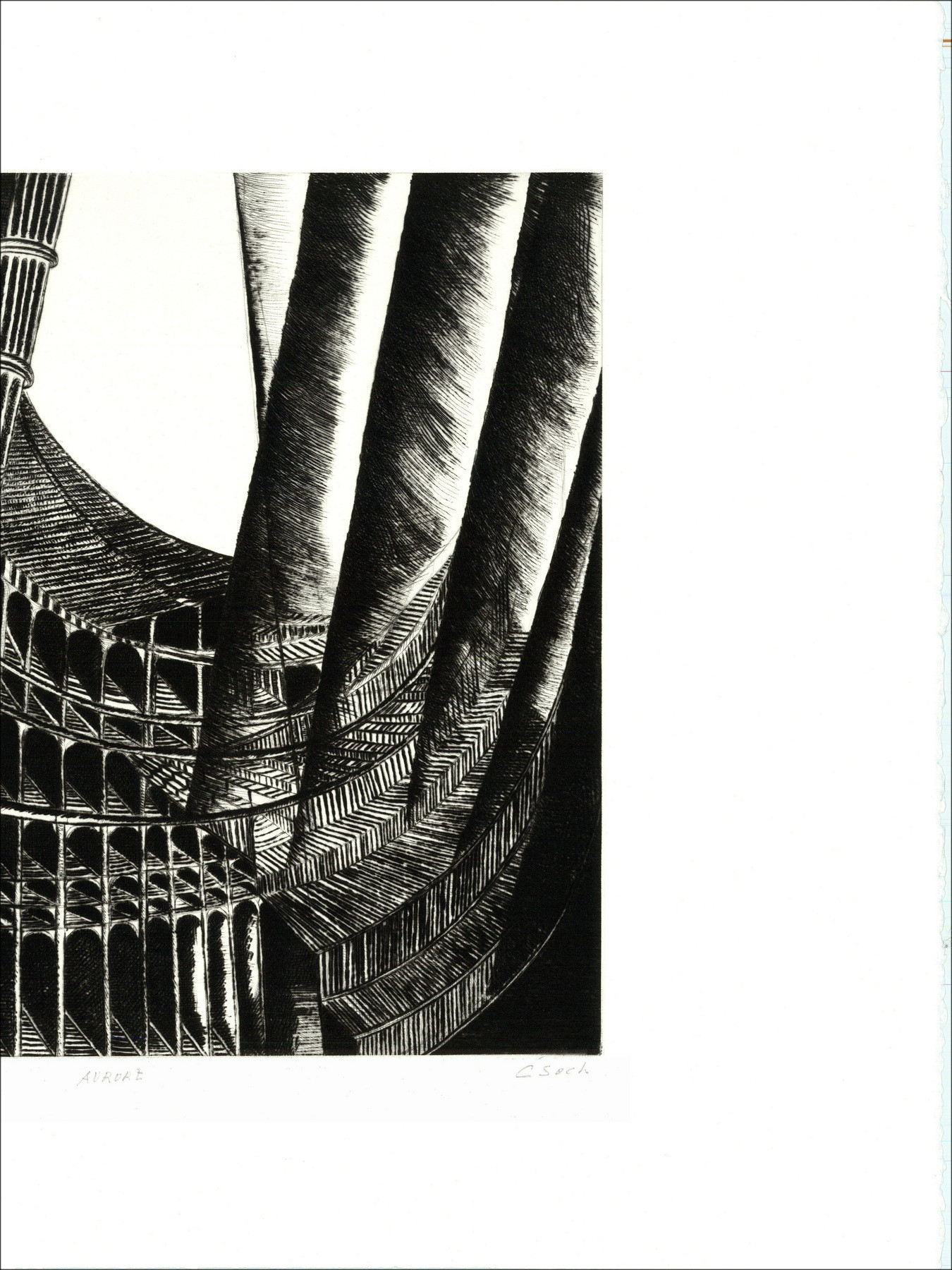 CSECH Hélène - Gravure originale "Aurore" 49x66cm - 2002