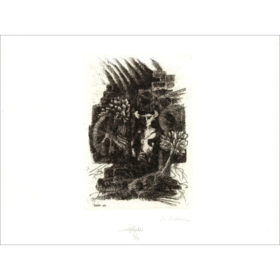 PASINO Charles Dominique - Incisione originale "La caverna" 49x32cm