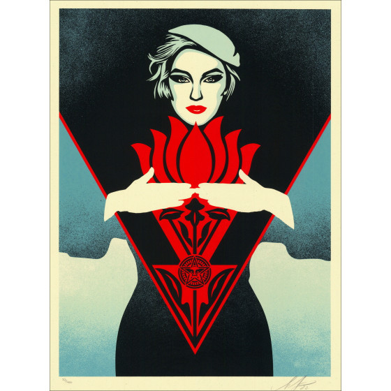 Shepard Fairey, Noir Flower Woman Blue 2022, sérigraphie
