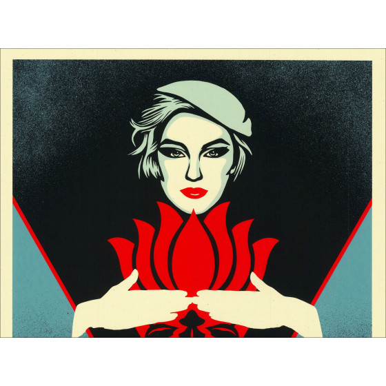 Shepard Fairey, Noir Flower Woman Blue 2022, zeefdruk