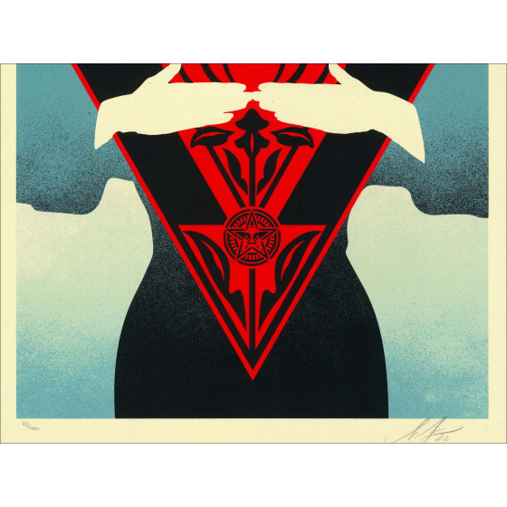 Shepard Fairey, Noir Flower Woman Blue 2022, screen print