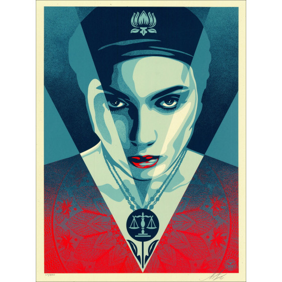 Shepard Fairey (Obey) – JUSTICE WOMAN BLUE 2021 | Sérigraphie