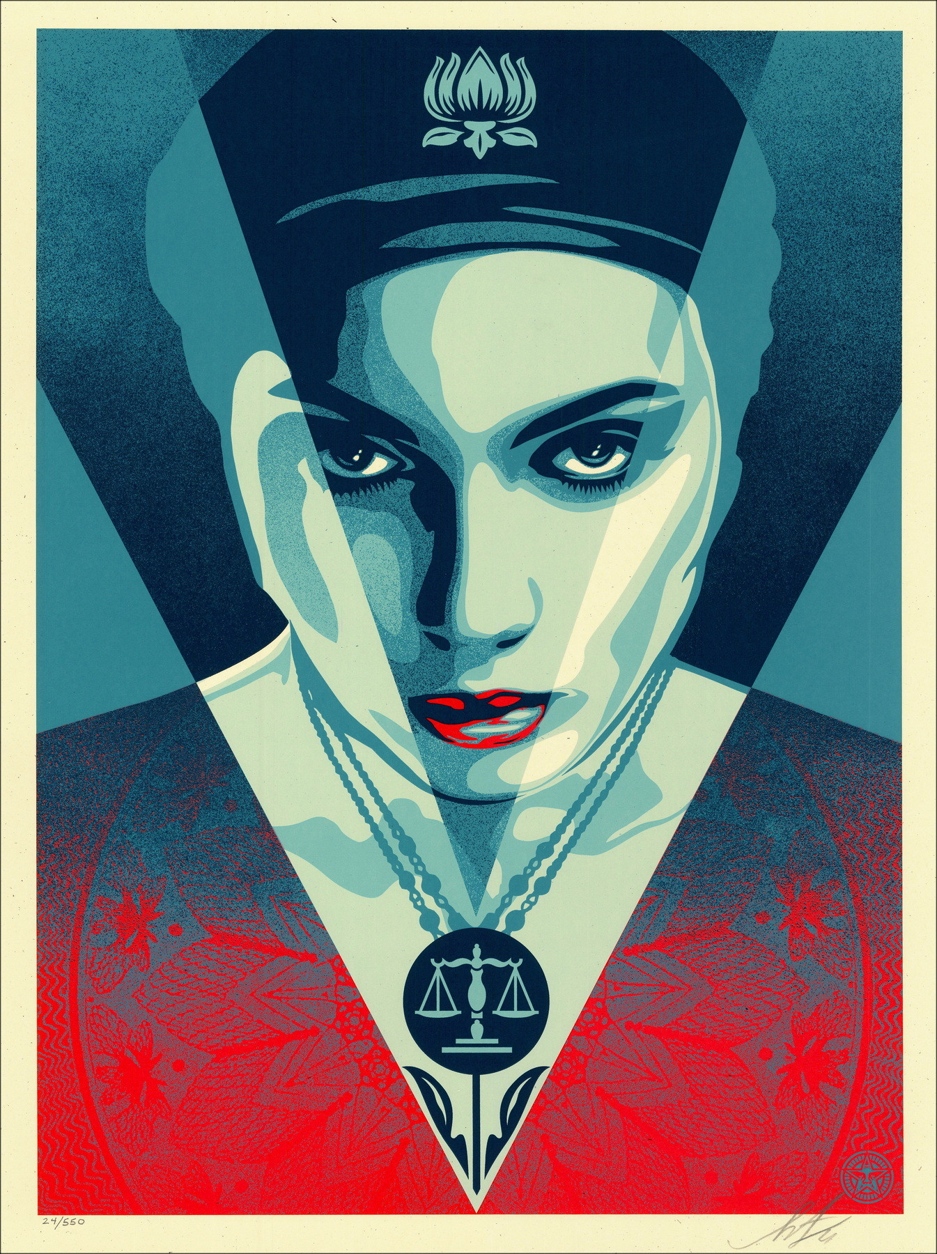 Shepard Fairey (Obey) - JUSTICE WOMAN BLUE 2021 | Serigrafia