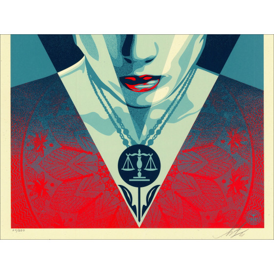 Shepard Fairey (Obey) - JUSTICE WOMAN BLUE 2021 | Serigrafia