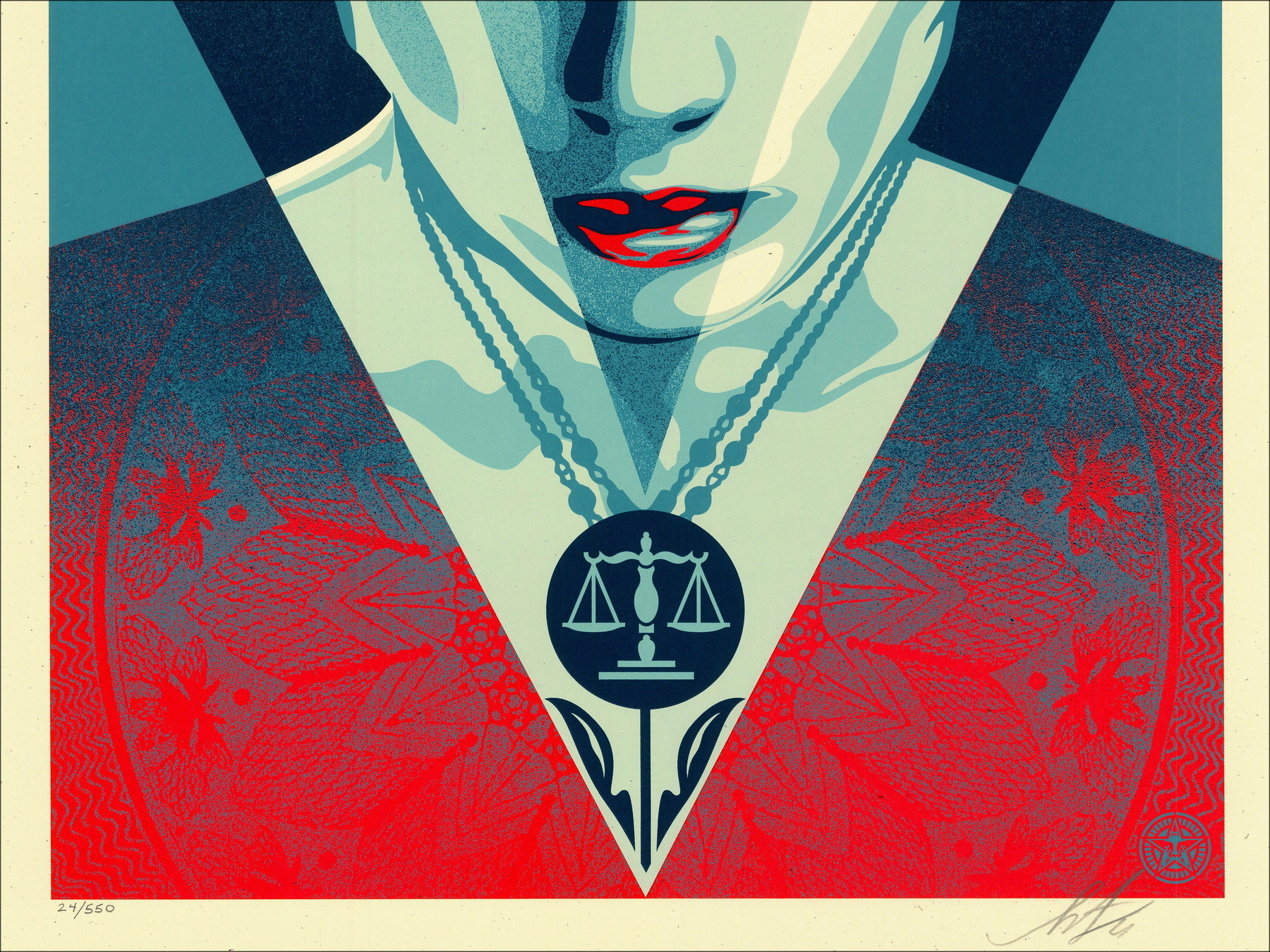 Shepard Fairey (Obey) - JUSTICE WOMAN BLUE 2021 | Serigrafia