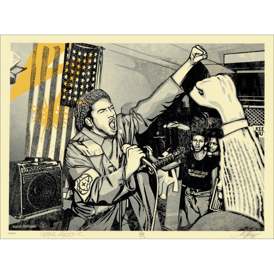 Shepard Fairey, Bad Brains Fist & Flag 2022, sérigraphie